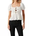 Astr Darlene Puff Sleeve Top In White In White