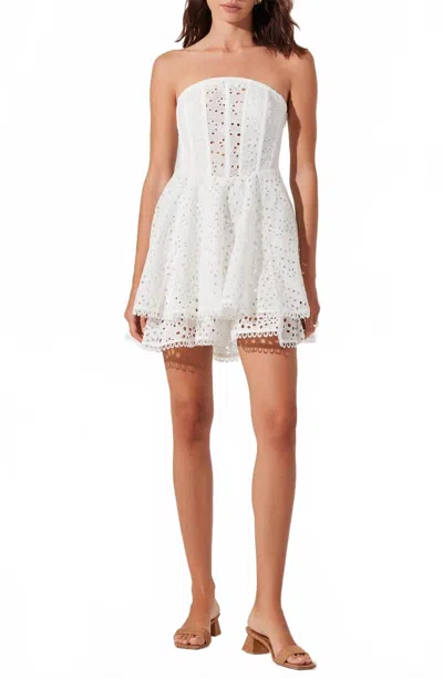 ASTR DEASIA EYELET MINI DRESS IN WHITE