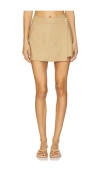 Astr The Label Deborah Linen Blend Wrap Miniskort In Khaki