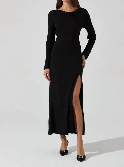 Astr Decima Cowl Neck Maxi Dress In Black