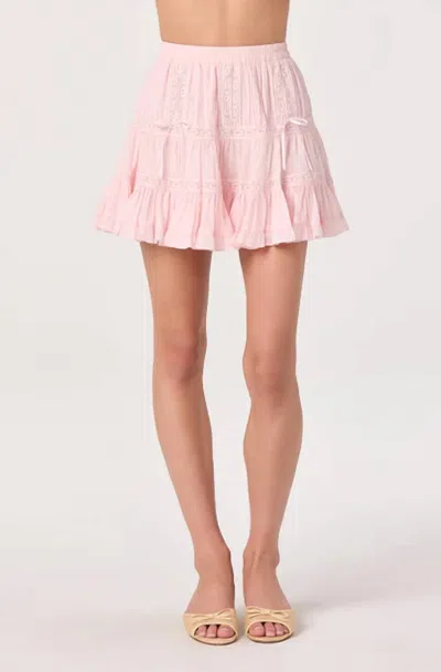 Astr Delia Tiered Ruffle Mini Skirt In Pink