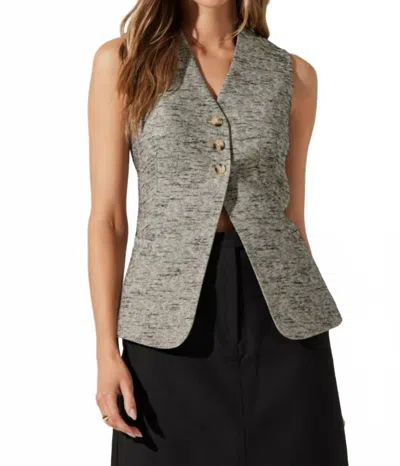 Astr Delphia Sleeveless Vest In Black Speckle In Gray