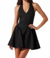 Astr Nicole V Neck Halter Mini Dress In Black In Black