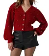 Astr Delsie Pearl Embellished Cardigan In Red In Red