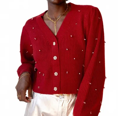 ASTR DELSIE LONG SLEEVE V-NECK CARDIGAN IN RED