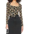 Astr Demelza Top In Black/gold In Black