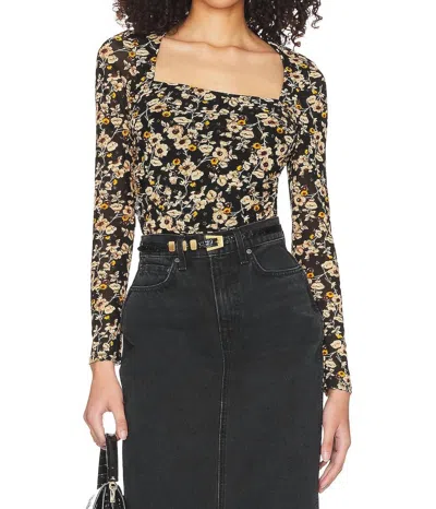 Astr Demelza Top In Black/gold