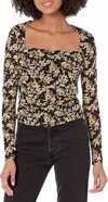 Astr Demelza Top In Black/gold In Black