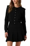 Astr Denisa Faux Pearl Button Cardigan In Black In Black