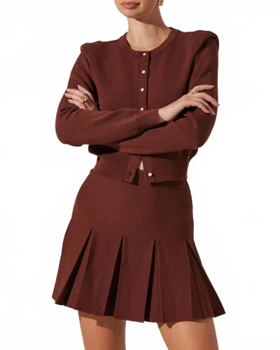 Astr Denisa Pleated Mini Skirt In Mulberry In Burgundy