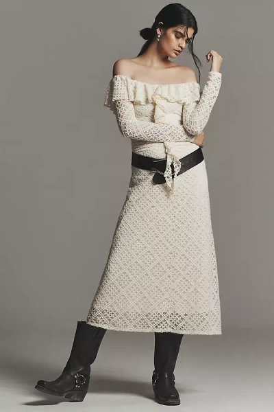 Astr Dorian Off-shoulder Maxi Dress In Neutral