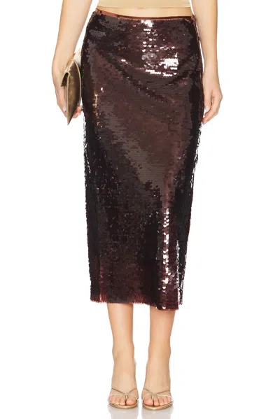 Astr Dova Midi Skirt In Bronze In Gold
