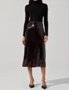 Astr The Label Dova Sequin Midi Skirt In Brown