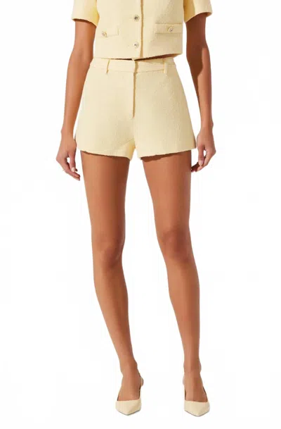 ASTR EATON TWEED MINI SHORTS IN YELLOW
