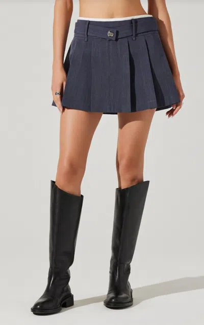 Astr Eirwen Mini Skirt In Grey In Blue