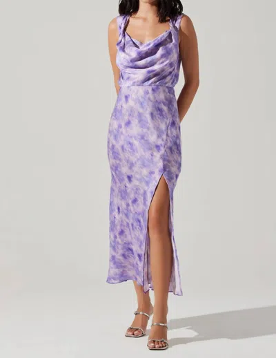 Astr Elin Dress In Purple Abstract In Multi
