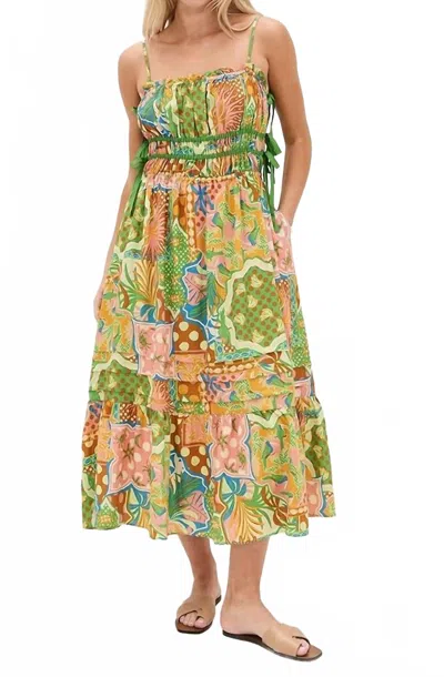Astr Elisabeth Dress In Mosaic Green Multi
