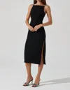 Astr Elizsa Rhinestone Strap Midi Dress In Black