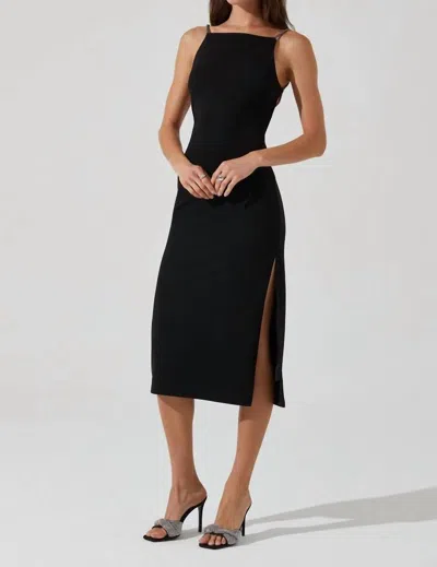 Astr Elizsa Rhinestone Strap Midi Dress In Black