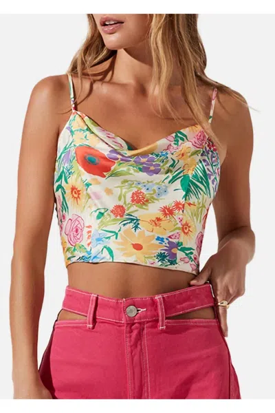 Astr Ellery Top In Orange Pink Floral In Multi