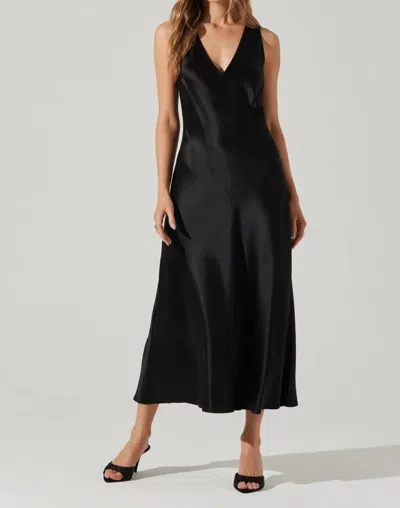 Astr The Label Maxime Pearly Cross Back Satin Gown In Black