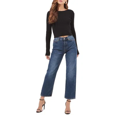 Astr Elson Womens Chain Open Back Pullover Sweater In Black