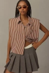 Astr Elswyth Padded-shoulder Shirt Top In Multicolor