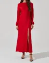 Astr Elyse Satin Maxi Dress In Red In Red