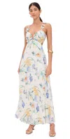 Astr Emese Floral Pleated Maxi Dress In Blue Multi Floral