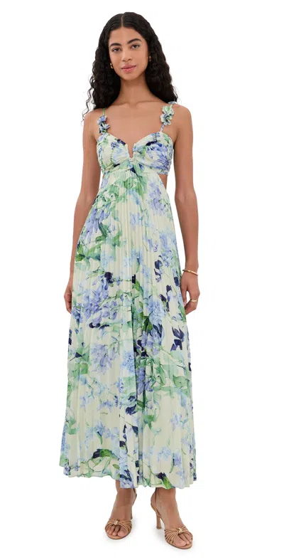 Astr Emese Dress Green Blue Floral In Multi
