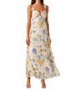 Astr Emese Floral Pleated Maxi Dress In Blue Multi Floral