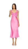 Astr The Label Enola Smock Bodice Satin Dress In Pink