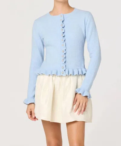Astr Eowyn Long Sleeve Relaxed Cardigan In Blue