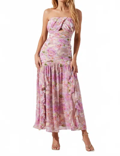 ASTR ESTEFANY STRAPLESS MAXI DRESS IN PINK FLORAL