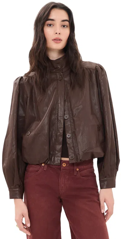 Astr Estero Faux Leather Jacket Brown