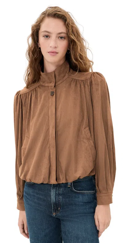 Astr Estero Faux Suede Jacket Coffee