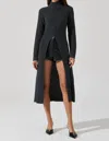 Astr Estilo Mock Neck Slit Sweater In Charcoal