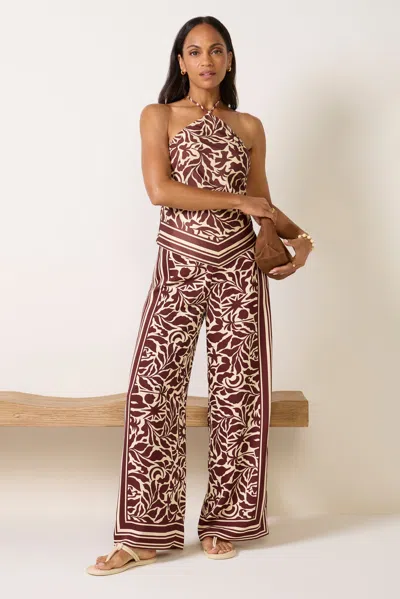 Astr The Label Eva Relaxed Wide Leg Pants In Brown