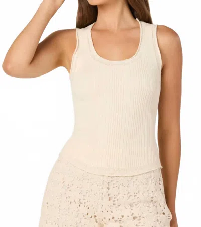 Astr Ever Pointelle Knit Tank In Beige In Gray