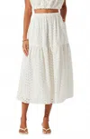 Astr The Label Nalley Eyelet Tiered Skirt With Pockets In Neutral