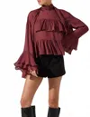 Astr Fae Long Bell Sleeve Top In Wine In Red