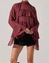 Astr Fae Long Bell Sleeve Top In Wine In Pink