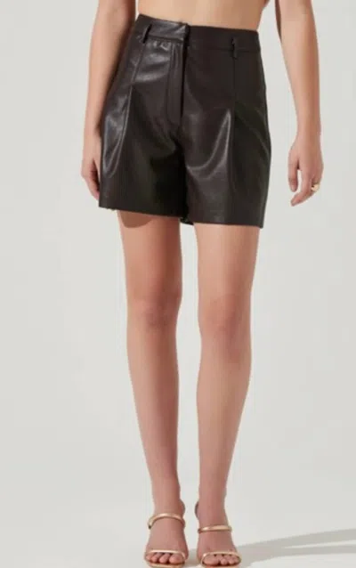 Astr Faux Leather Shorts In Dark Brown