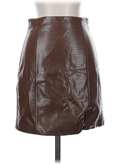 Pre-owned Astr Faux Leather Skirt In Brown