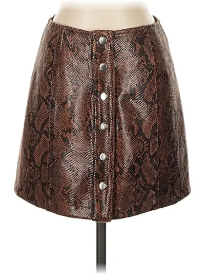 Pre-owned Astr Faux Leather Skirt In Brown