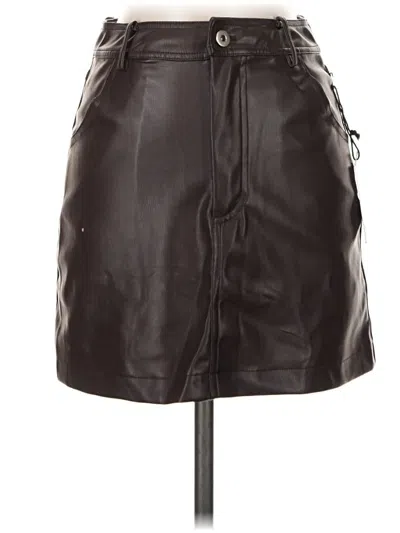 Astr Faux Leather Skirt In Brown