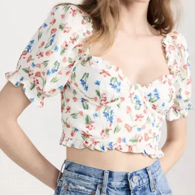 Astr Feronia Top In Red Multi Floral In White