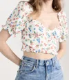 Astr Feronia Top In Red Multi Floral In White