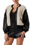Astr Fionn Contrast Bomber Jacket In Black Cream In Black