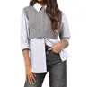 Astr Flannery Blue And Grey Striped Layered Sweater Vest Top In Blue